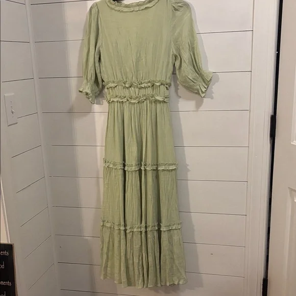 Sage Green Ruffle Maxi Dress Size S - Picture 6 of 6